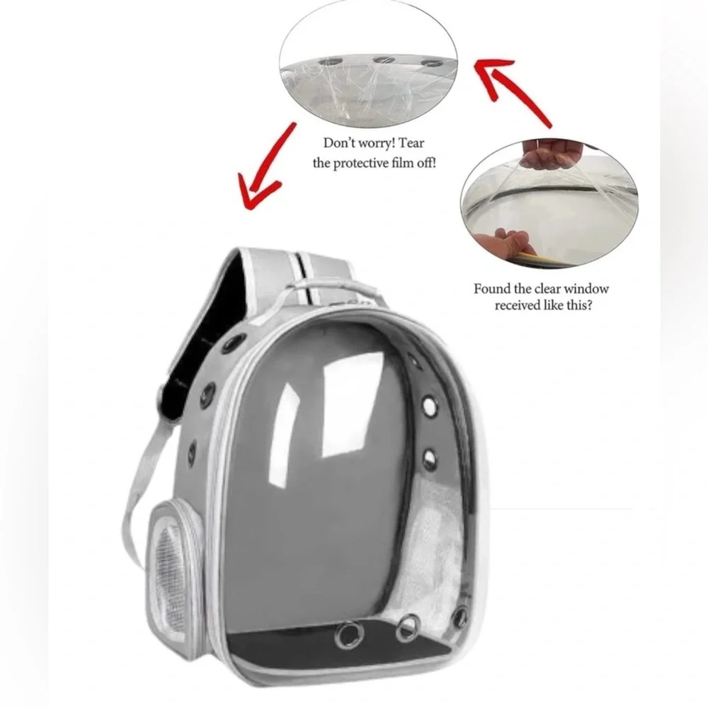 Gray-PetPack Adorable Bubble Carrying Bag for Small, Cats, Space Capsule Pet